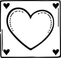Hand drawn black lines art simple square heart shape border frame. Doodle sketch style decorative element vector for banner, poster, wedding