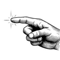 closeup of hand which touch to pointing to something doodle black line style vector illustration