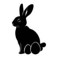 Rabbit shadow silhouette. Bunny black side design for happy easter egg day on transparent background vector