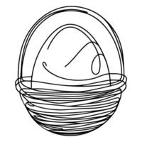 One continuous hand drawing black line basket easter eggs doodle decorated with Many different design for easter egg outline style vector