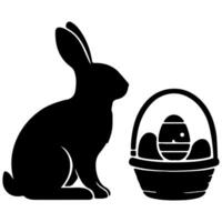 Rabbit shadow silhouette. Bunny black side design for happy easter egg day on transparent background vector