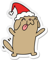 main tiré Noël autocollant dessin animé de kawaii chien png