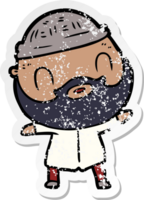 distressed sticker of a cartoon bearded man png