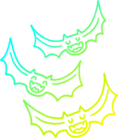 cold gradient line drawing of a cartoon vampire bats png
