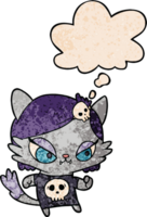 cartoon tough cat girl with thought bubble in grunge texture style png