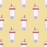 Bubble milk tea seamless pattern vector