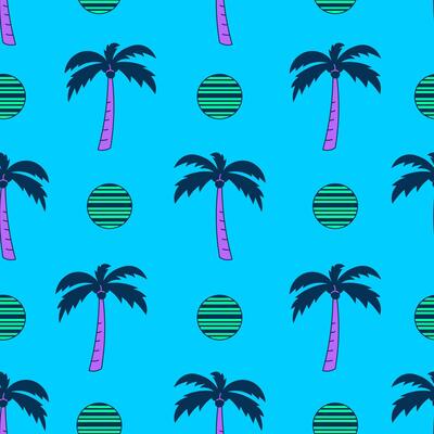 Summer seamless pattern with palm tree