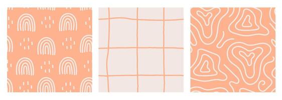 Abstract orange seamless backgrounds set vector