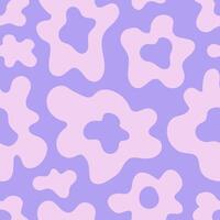 Minimal purple seamless pattern with distorted flowers vector