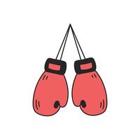 Red boxing gloves hanging on lace vector