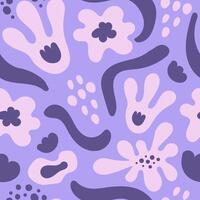 Purple groovy flowers seamless pattern vector