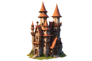 AI generated Cartoon home Mage Tower Forest cute home set png