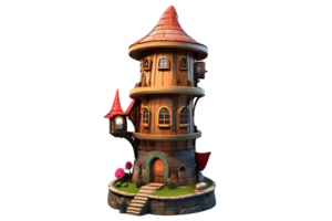 ai generato cartone animato casa mage Torre carino stregone castelli png