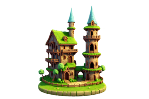 AI generated Cartoon home Mage Tower colorful wizard house png