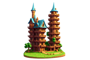 ai generado dibujos animados hogar mago torre castillo png