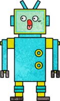 retro grunge texture cartoon of a robot png