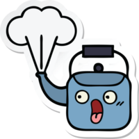 sticker of a cute cartoon steaming kettle png