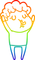 rainbow gradient line drawing of a cartoon man singing png