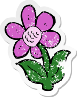 retro distressed sticker of a cartoon flower png