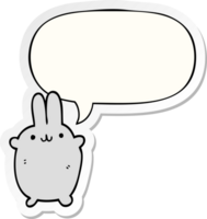 cartoon rabbit with speech bubble sticker png