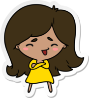 sticker cartoon illustration of a cute kawaii girl png