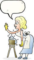 cartoon housewife washing up with speech bubble png