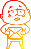 caloroso gradiente linha desenhando do uma desenho animado cansado Careca homem png