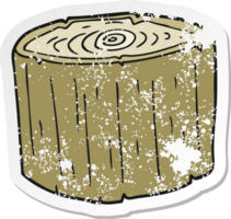 retro distressed sticker of a cartoon log png