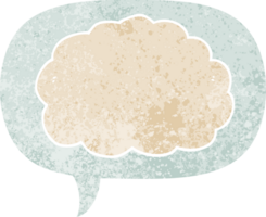 cartoon cloud with speech bubble in grunge distressed retro textured style png