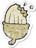 retro distressed sticker of a cartoon acorn png