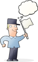 cartoon man waving flag with thought bubble png