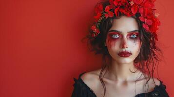 AI generated Charming woman in Halloween makeup photo
