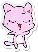 distressed sticker of a cartoon cat png