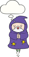 cartoon floating wizard with thought bubble png