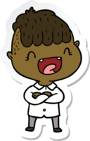 sticker van een cartoon gelukkige jongen die lacht png