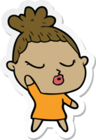 sticker of a cartoon calm woman png