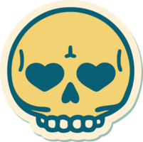 pegatina de tatuaje al estilo tradicional de una calavera png