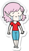 sticker of a crying cartoon elf girl png