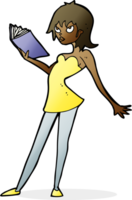 cartoon woman reading book png