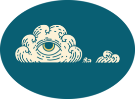 iconic tattoo style image of an all seeing eye cloud png