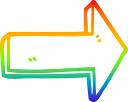 rainbow gradient line drawing of a cartoon directing arrow png