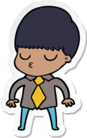 sticker of a cartoon calm boy png