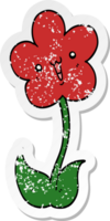 distressed sticker of a cartoon flower png