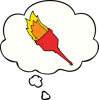cartoon flaming torch with thought bubble png