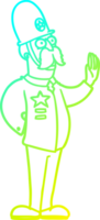 cold gradient line drawing of a cartoon policeman making stop gesture png