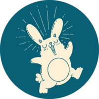 icoon van een tatoeëren stijl steigerend konijn png