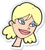 sticker of a cartoon happy female face png