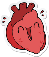 sticker of a cartoon heart laughing png