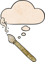 cartoon paint brush with thought bubble in grunge texture style png