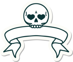 tattoo style sticker with banner of a skull png